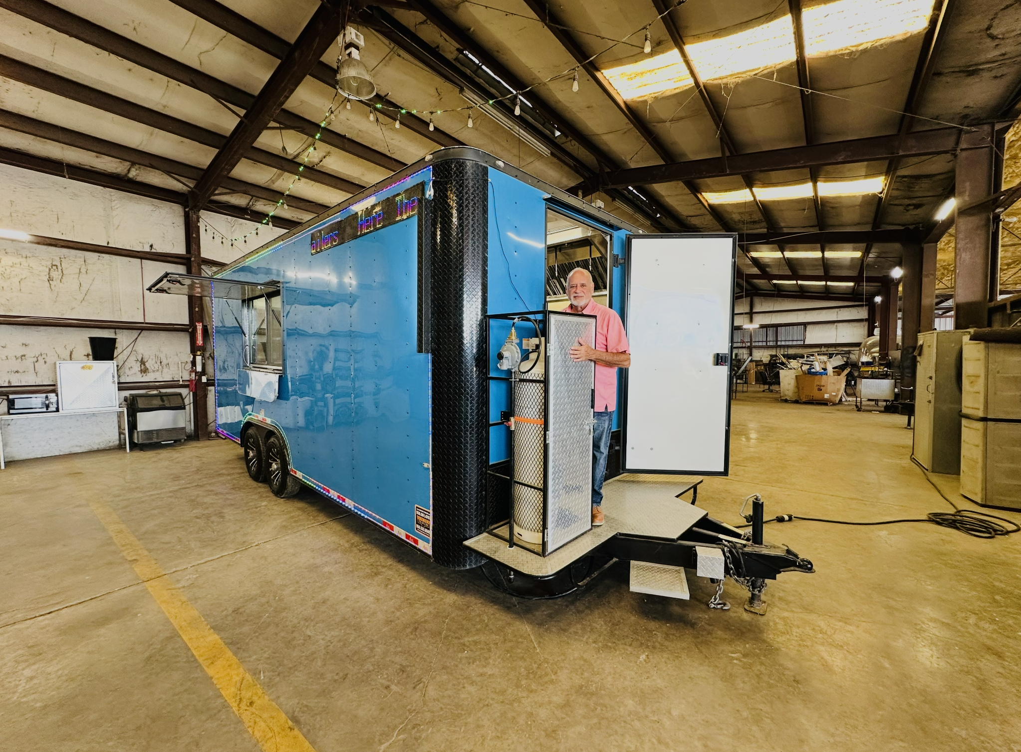 Cuban Grill trailer with rear service door open